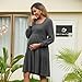 GINKANA Womens Maternity Babydoll Dress Square Neck Christmas Tunic Sweater Dresses Trendy Fall Pregnant Fashion,Dark Gray,S