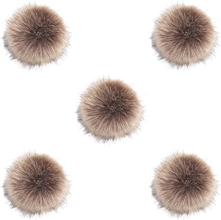 Juego de 5 pompones de pelo sintético esponjoso, único y flexible, pompones para sombreros y bufandas, pompón grande de felpa para bricolaje, color marrón escarchado