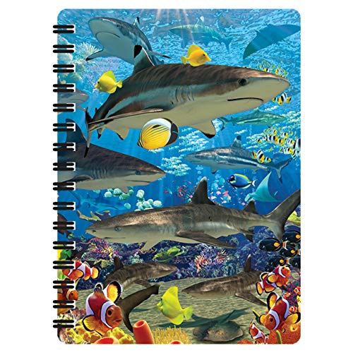3D LiveLife Jotter - Shark Reef od Deluxebase. Soczewkowy kołonotatnik A6 z motywem oceanu 3D. Gładkie kartki. Papier z recyklingu. Dzieło na licencji. Renomowany artysta, David Penfound