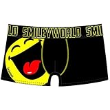 Smiley World LOL Unterhose Boxershort Pant Underwear Herren, Jungen, Kinder modisch schwarz mit gelben Smiley 95% Baumwolle AI25385 (S)