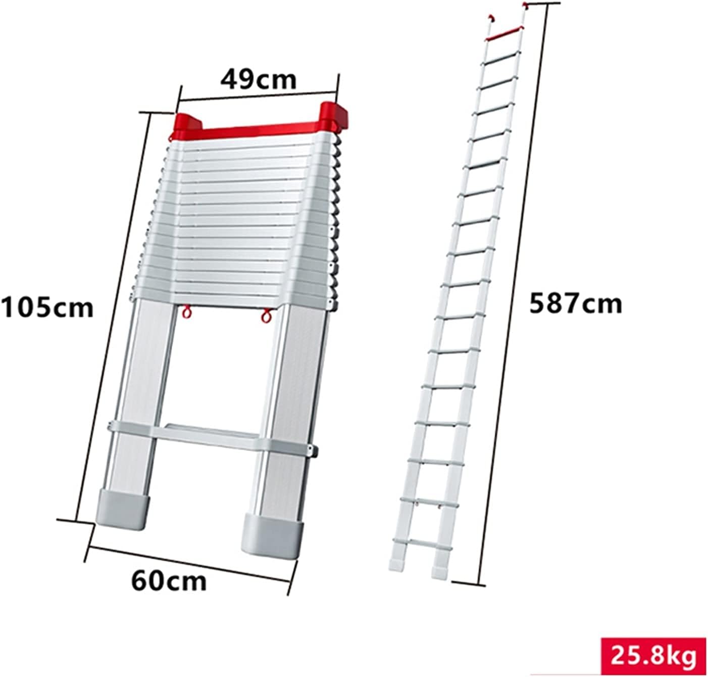 XZGDEN Aluminum Telescoping Extension Ladder,Multi Purpose Telescoping Ladder One Button Retraction Aluminium Extension Ladders Portable Folding Extendable Step Loft Ladder for Home (Size : 5.9M) : Tools & Home Improvement
