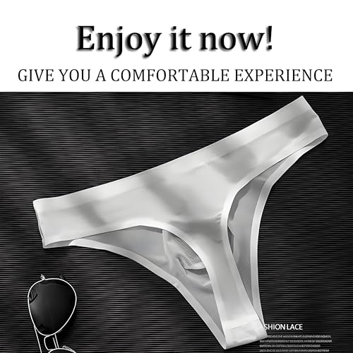 Men's Thong Underwear Sexy Ice Silk Glossy G String Male Athletic Thongs T Back For Men Soft Breathable Stretch Bikini Briefs4