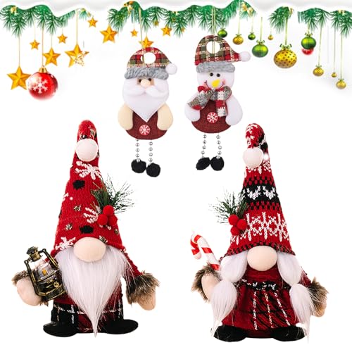 WUSUPU Gnomo de Natal 2 peças, decorações natalícias boneca de gnomo sem rosto com 2 pendentes, boneco de gnomos de peluche natal, feitos à mão, decoração para casa casa casa