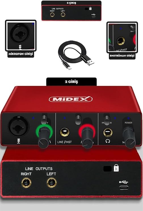 Midex CX1-C Mikrofon GLX-500 Ses Kartı + Stand Pop Filtre Set