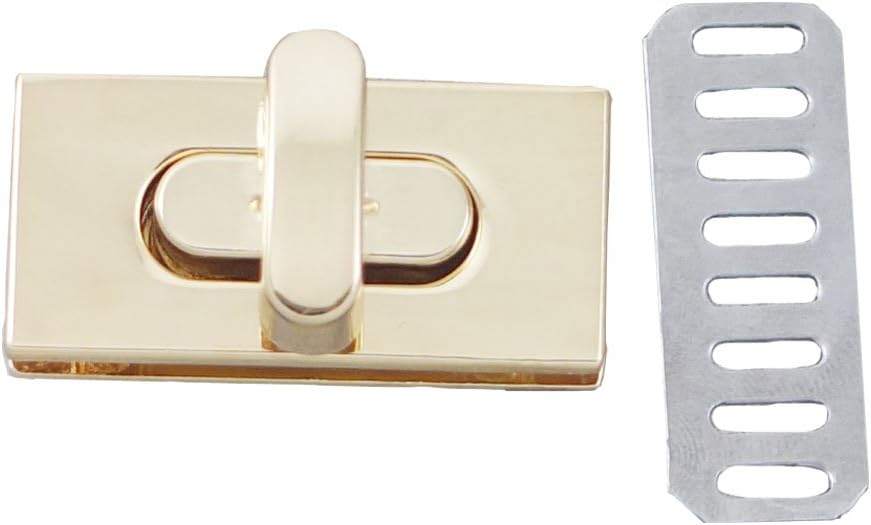 Bluemoona 5 PCS - Turn Button Latch Closure for Catch Tuck Leather Purse Bag Handbag Square 17.5mm x 35mm (Gold)