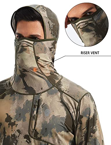 PIQIDIG Men's Sun Protection Hoodie Shirts UPF 50+ Long Sleeve Rash Guard Performance Athletic Running Hiking T-Shirt2