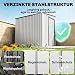 Outsunny Metall Gerätehaus 2,81m² 154x206,5x181 cm Wetterfestes Gartenhaus mit Pultdach und Fundament, Geräteschuppen mit Schiebetür, Weiß