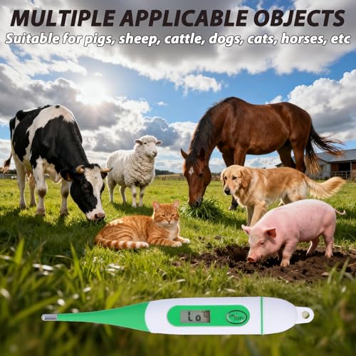 Milltrip Thermomètre vétérinaire numérique, rapide & Précis LCD Thermomètre pour bétail, chevaux, moutons, chiens & Cats, Thermomètre pour animaux de compagnie Waterprof avec sonde haute sensibilité