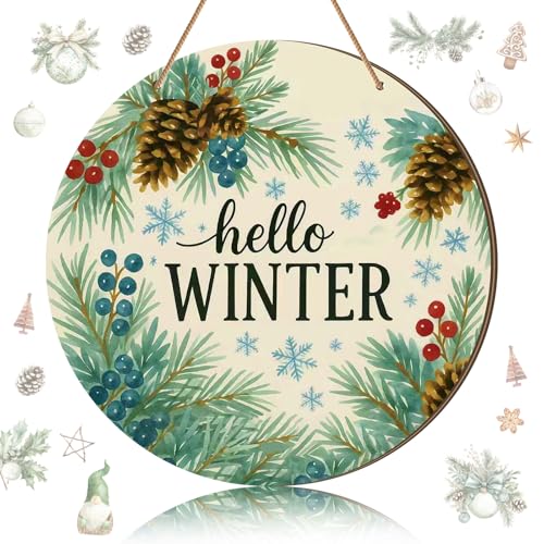 Thyle Hello Winter Sign 12'' Winter Front Door...