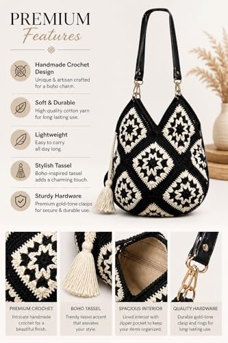 ZORA CRAFT black crochet tote bag – image 6
