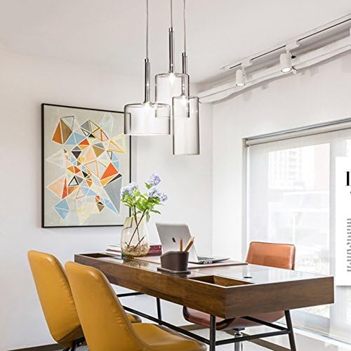 MZStech 3 Light Simple Chandelier Hanging Lamp, Morden 3 Way Pendant Light with Glass Lampshade Base G4 LED Bulbs (Clear)