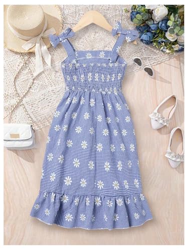 Floerns Girl's Floral Print Sleeveless Boho Dress Ruffle Hem Vacation Midi Dresses2