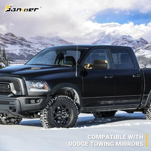 Sanooer Towing Mirrors Power Folding Compatible with 2009-2018 Dodge Ram 1500, 2010-2018 Dodge Ram 2500 3500 with Power Glass Puddle Lamp Temp Sensor Heated Turn Signal Light Flip up Pair Set - Thumbnail 7