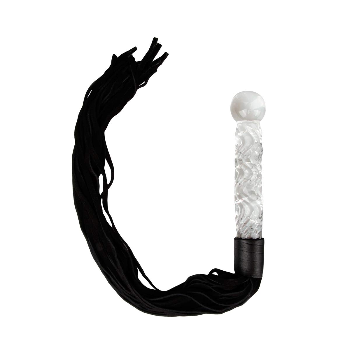 Icicles No. 38 Hand Blown Glass Handled Whip, Black