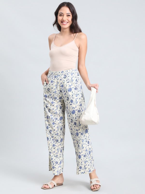 Image of GO COLORS Soft Viscose Printed Palazzo Full Length for Women| Breathable, Mid Rise