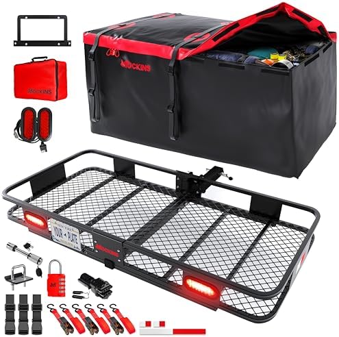 Mockins 70"x30"x6" XXL Folding Trailer Hitch Cargo Carrier w/ 500...