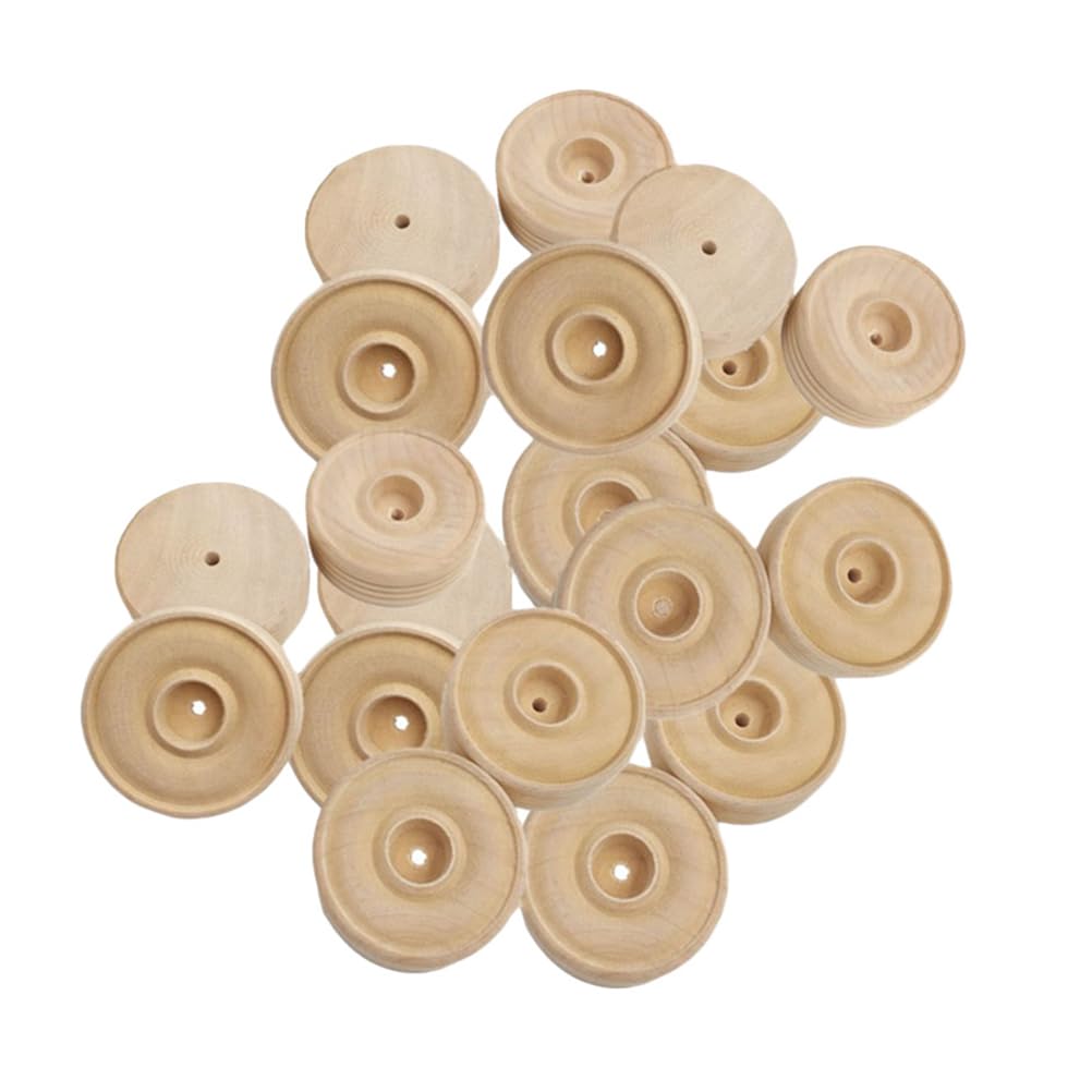Natural Wood Tic Tac Wheels - 50pcs Treaded Craft Wheel Axles & Accessories, Perfect for R/C Cars & DIY Projects by Wooden Crafts