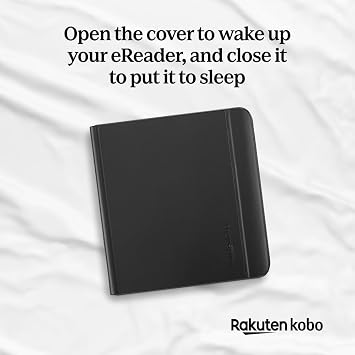 Kobo Libra Color SleepCover Case | Black Notebook | Sleep/Wake Technology | Integrated 2 Way Stand | Vegan Leather | 17 cm (7 inches) Compatible with Kobo Libra Color eReader