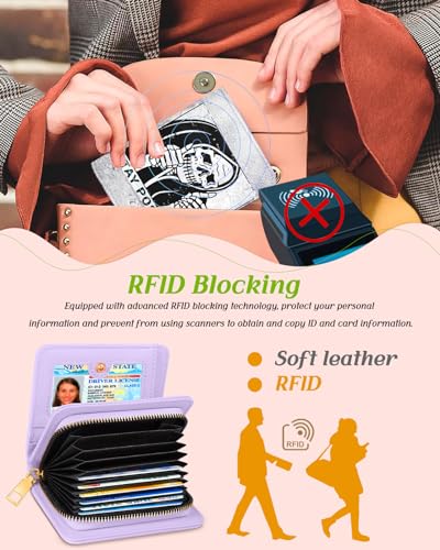Image of Bistup Leather 12 Slot Accordion Card Holder Wallet, Skeleton Hand | Accordion Storage, Zipper Around Closure, Compact Patterned Wallet for IDs, Cards, Cash, Daily Carry and Gifts