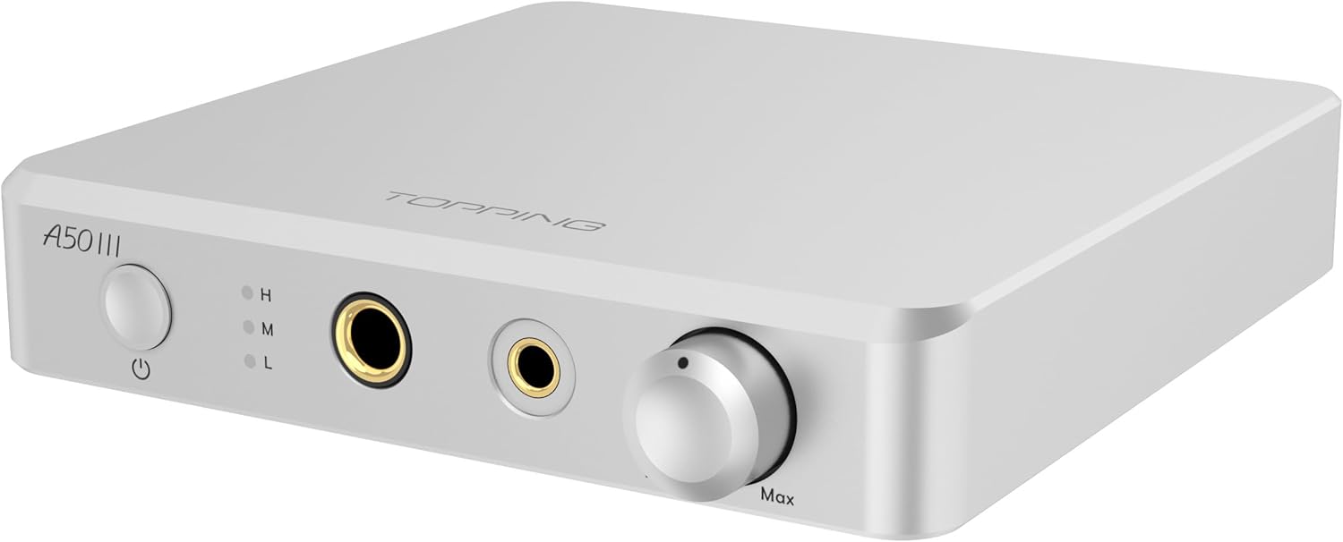 Vinklet view of the Topping A50 III Headphone Amplivligere