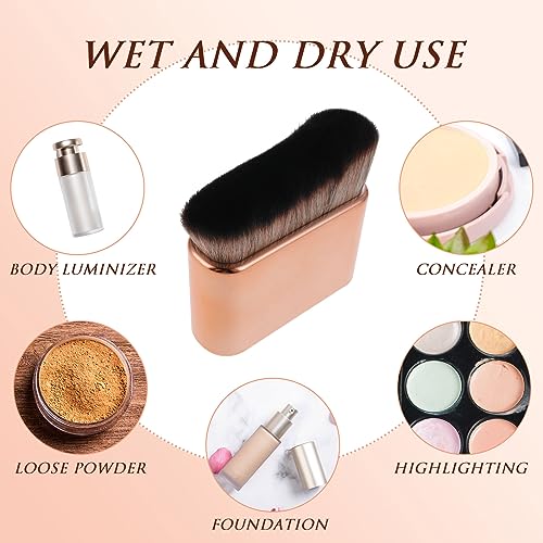 Bräunungspinsel, 6,8 x 6,8 cm Flacher Bräunungspinsel Großer Körper-Make-up-Pinsel Selbstbräunungspinsel Multifunktionaler Körperpinsel Puderpinsel Rougepinsel mit Weichen Borsten (Roségold) – Bild 4