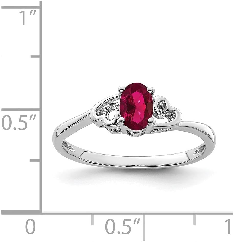 Diamond2Deal 925 Sterling Silver Rhodium Plated Created Ruby Engagement Ring (0.55ct)