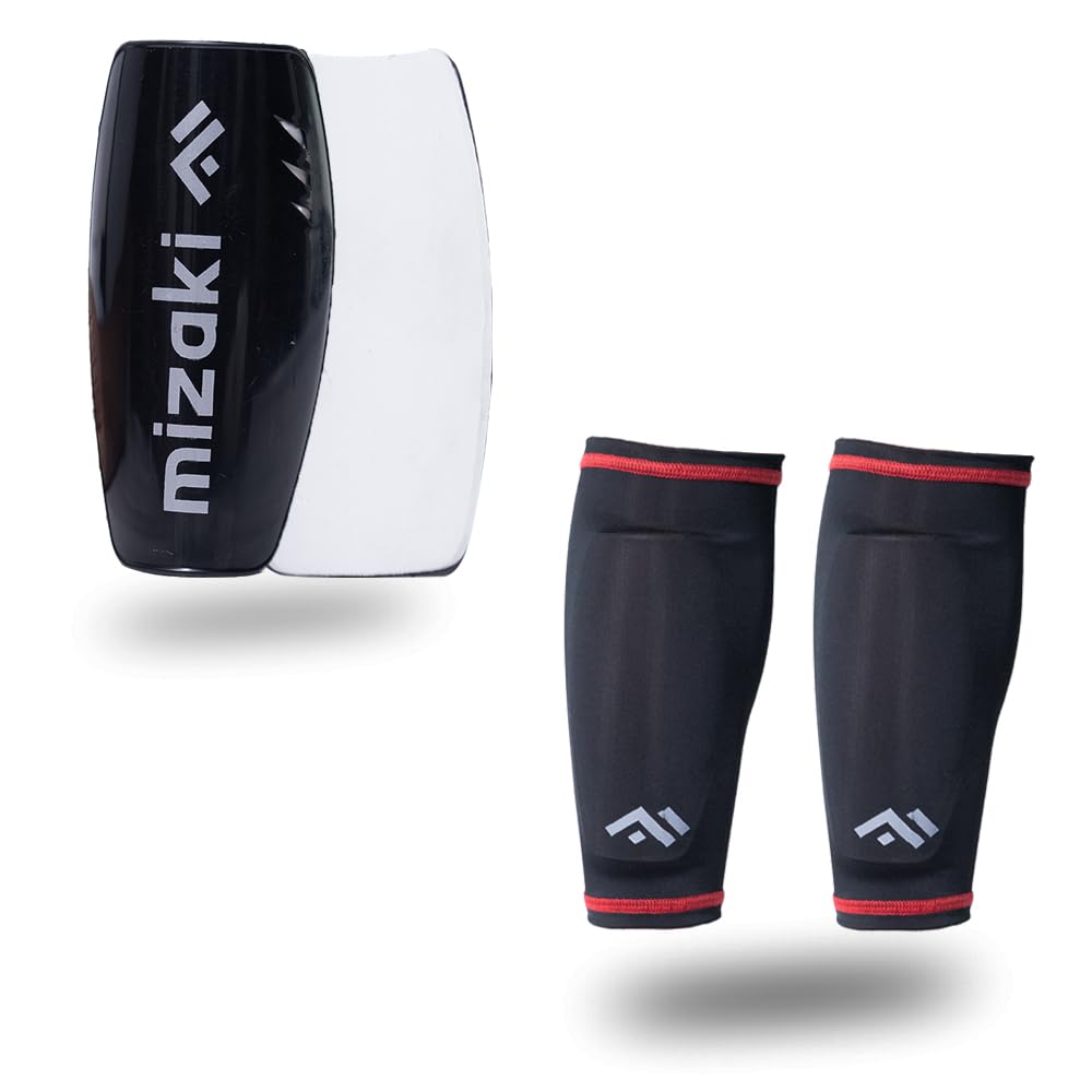 Mizaki Lightweight Shingurd with Shingurd Supporter Sleeve Combo Pack for Football Games Matches, Training, Quality Shin Guard with Lycra Sleeves for Adults (Black) (B0CHBBQ4PJ) Amazon Price History, Amazon Price Tracker