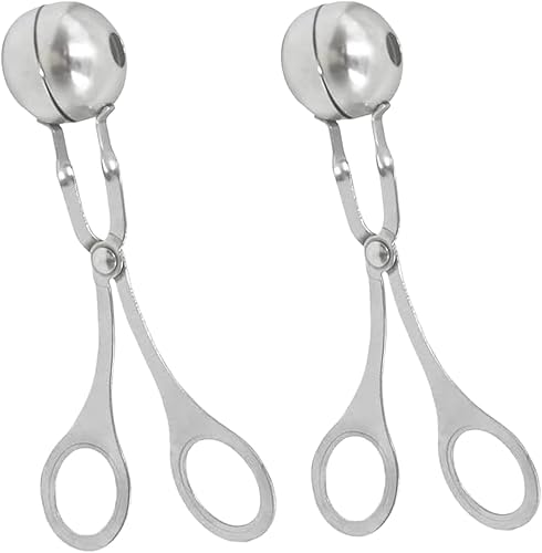 Miniatura 7 de Paquete de 2 bolas de acero inoxidable para hacer bolas de albóndigas, pinzas de bola de carne sin pegar, moldes para tartas, pinzas de hielo,