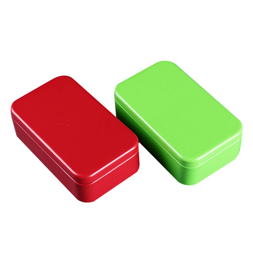 Generic Metal Box 4Pcs Universal Business Tinplate Tea Caddy Square Sealing Mini Tea Can (Green + Red, 2Pcs/Each)'