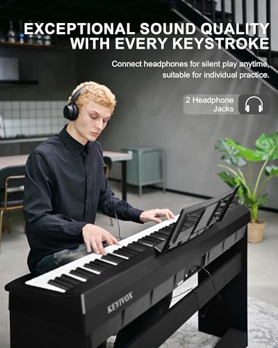Image of S-200 88-Key Weighted Digital Piano keyboard, Full-size Hammer Action Electric piano for Beginners, 8 Timbres, 128 Rhythms, 31 Demo Songs with Dual Headphone Jack, Triple Pedal, USB