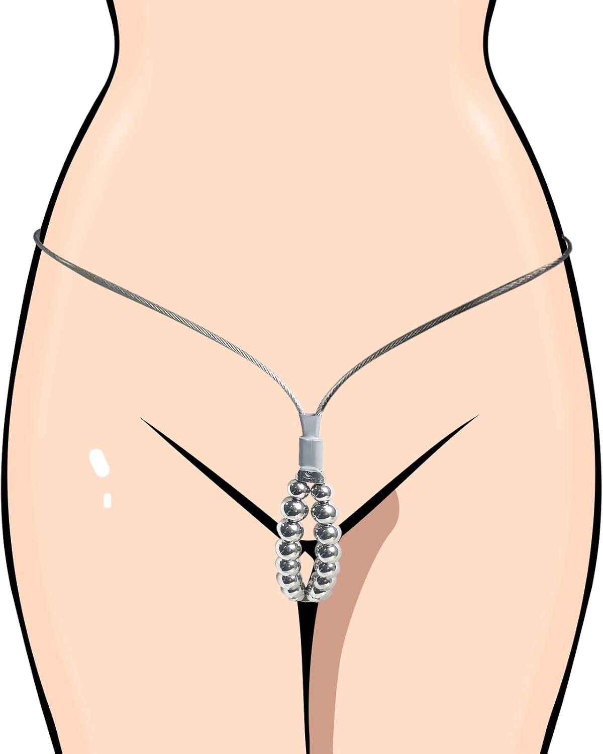 Female Chastity Belt BDSM Chastity Strap Device Adjustable Stainless Steel Clitoral Vagina with Beads Long Chain Clit Clamp Clips Pussy Massage Bondage Abstinence Adult Sex Toys for Couples Women