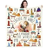 NINGMENGYU Travel Blanket Gifts for Women Girls Travelers Mem,Unique Traveling Accessories Throw Blankets Best World Traveler Favor Presents for People Who Love Traveling Blanket 50"X40"