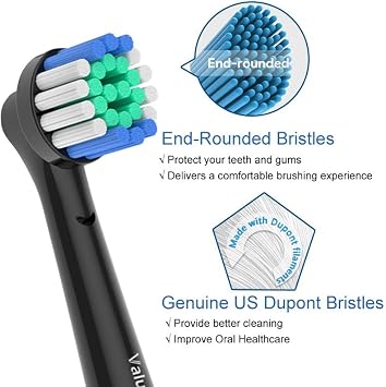 16 Count Replacement Toothbrush Heads Compatible for Oral B Electric Toothbrushes, Black.