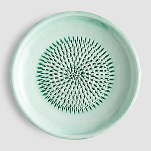 Keramikreibe Evergrate Motiv Mint mit Küchenpinsel und Rezeptheft