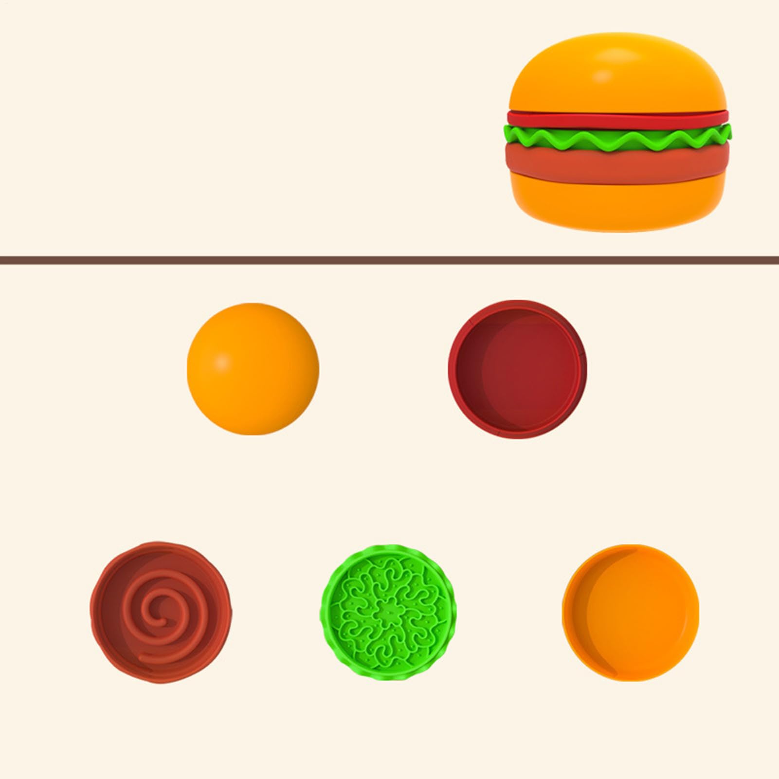 Mangiatoia lenta per gatti | Mangiatoia lenta per cani per cibo umido | Design hamburger Bloat Anti soffocamento Dispenser interattivo antiscivolo Entertainment cibo