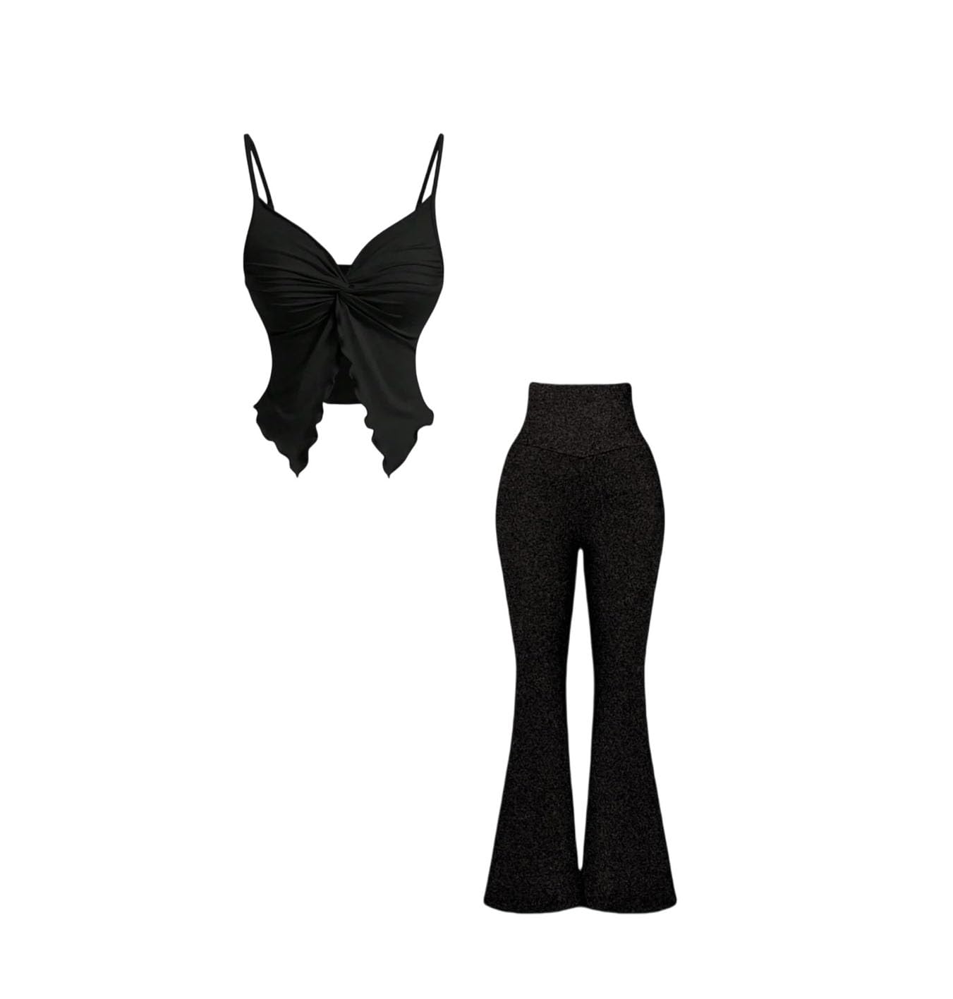Womens Casual Solid Color V-Neck Crop Top and Pants Two Piece Sets