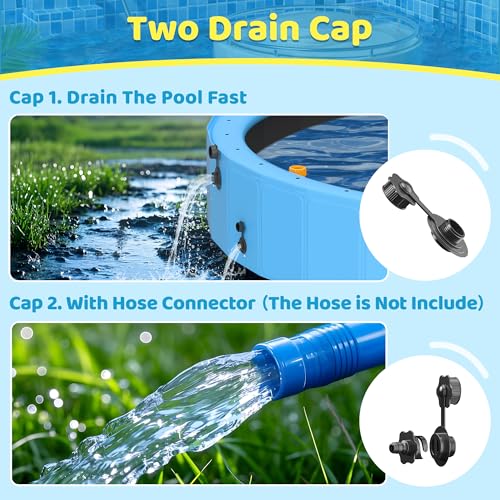 Raxurt Dog Pool with Sprinkler, Foldable Dog Pools for Large Dogs, 2-in-1 Sprinkler Pool Heavy Duty, PVC Non Slip Pet Bathing Tub for Outdoor Backyard, Blue - Image 5