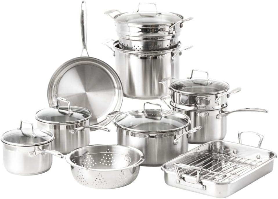 SCANPAN Impact 5-Piece Cookware Set - Includes 3 Total Pieces + 2 Lids - Made of Durable 18/10 Stainless Steel - Dishwasher & Oven Safe
