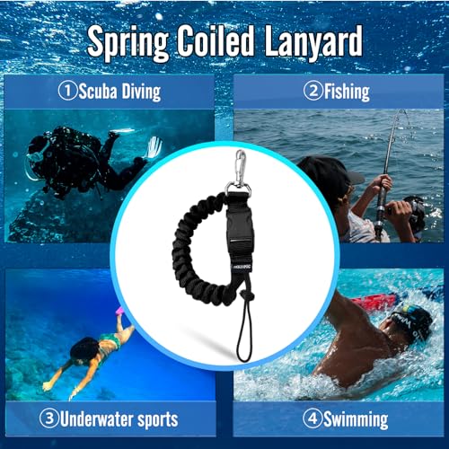 nitescuba Spiralkabel Spring Coil zum Tauchen,tauchen zubehör,Anti-Lost Spring Coil Lanyard mit Schnellverschluss-Schnalle für Unterwasserkameras und Tauchblitzlichter (Schwarz)