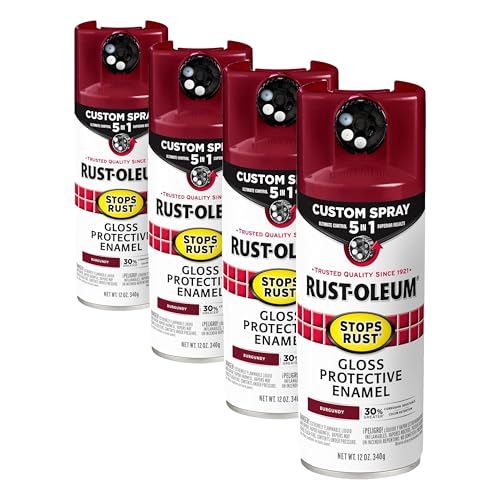 Image of Rust-Oleum 376901 Stops Rust Custom Spray 5-in-1 Spray Paint, 12 oz, Gloss Burgundy (Pack of 4)
