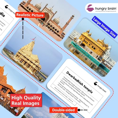 Image of Hungry Brain Famous Religious Places of India Baby Flash Cards 3 Months+ | Montessori Learning Cards for Toddlers | Early Brain Development | Improve Vocabulary, Memory & Cognitive Skills
