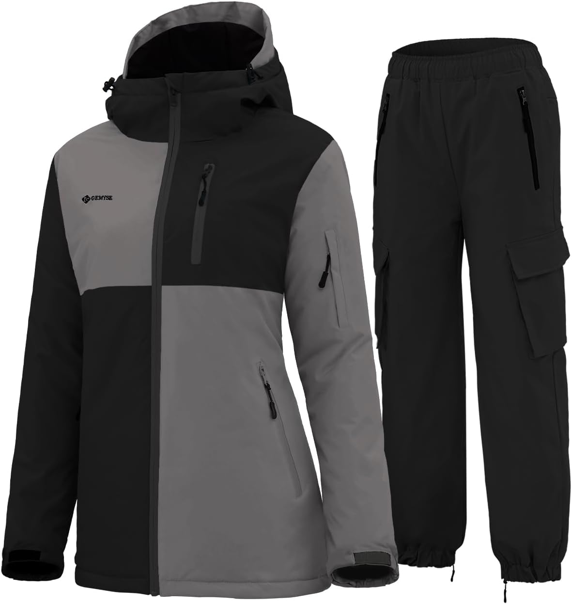 GEMYSE Women's Ski Snow Jackets and Pants Set Windproof Waterproof Snowsuit Warm Winter Snowboarding Insulated Coat