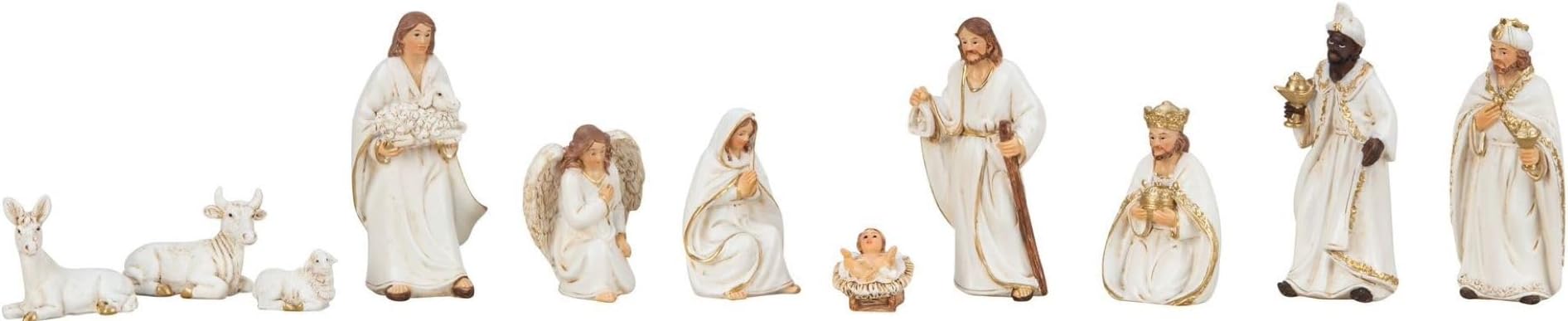 10-tlg. Weihnachtskrippe Aus Harz - Krippenset Mit Heiliger Familie Für Weihnachtsdeko