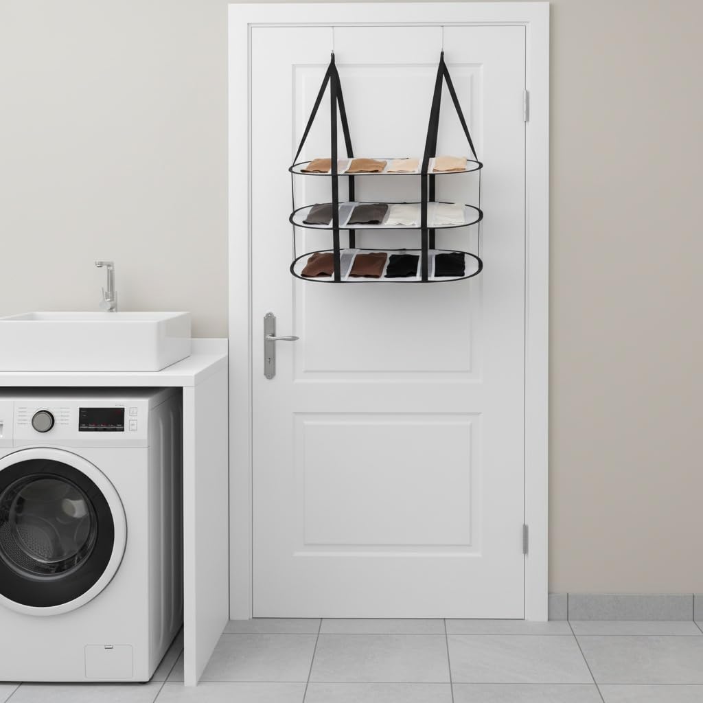 CINPIUK 2 Pcs 3-Tier Upgrade Sweater Drying Rack Over The Door, Foldable Mesh Hanging Dryer Flat with Hooks, Large Breathable Laundry Drying Hanger, Clothes Lay Flat Dryer for Dorms Bathrooms