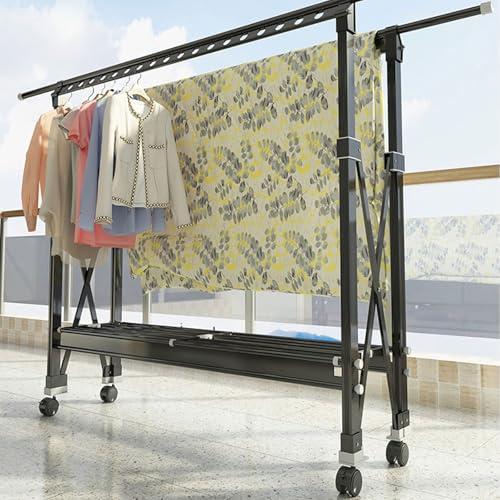Tendedero plegable de acero inoxidable resistente para ropa de pie, con diseño elevable, para toallas y ropa de cama, 1,5 m