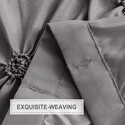 Jslove 2 Pcs Shower Curtain Sets With Rugs - Pinched Pleat Farmhouse Shower Curtain Elegant Shabby Chic Decor For Bathroom Standard 72" X 72" (Dark Grey) #TOP4