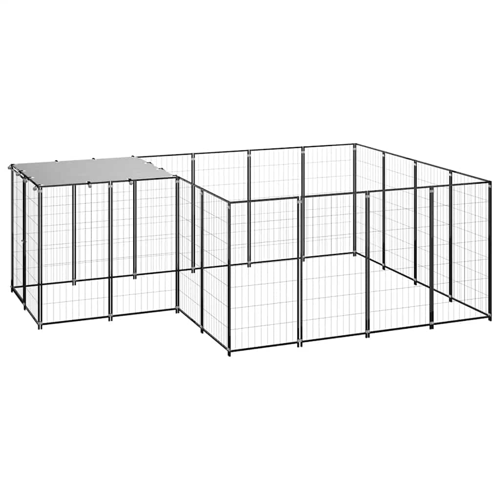 Recinto per Cani da Esterno 330x220x110 cm in Acciaio | Ampio box protettivo da giardino con rete in acciaio ventilata e tettuccio parasole per il benessere dei vostri animali.
