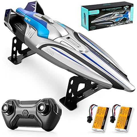 4DRC S1 20+MPH Remote Control Boat for Kids & Adults,Fast Rc Boat for Pools and Lakes,2.4 GHz Racing Boats with 2 Battery,Low Battery Alarm,Capsize Recovery,Gifts for 8-12 Boys Girls Cover