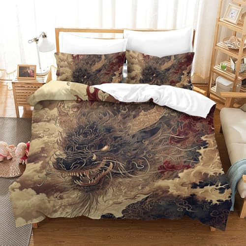 Housse de couette dragon 3D en microfibre douce infroissable