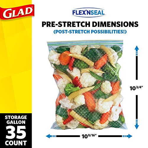 Glad Flexn' Seal Gallon Freezer Zipper Bags, Freezer Bags For Food Freshness Protection, Freezer Storage Bags, Microwave Safe, Bpa Free, 35 Count (Pack Of 4) - Package May Vary #TOP4